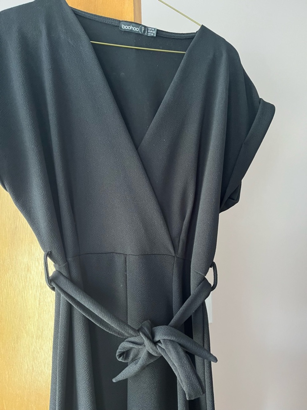 Boohoo Black Wrap Pant Jumpsuit with Tie Waist
